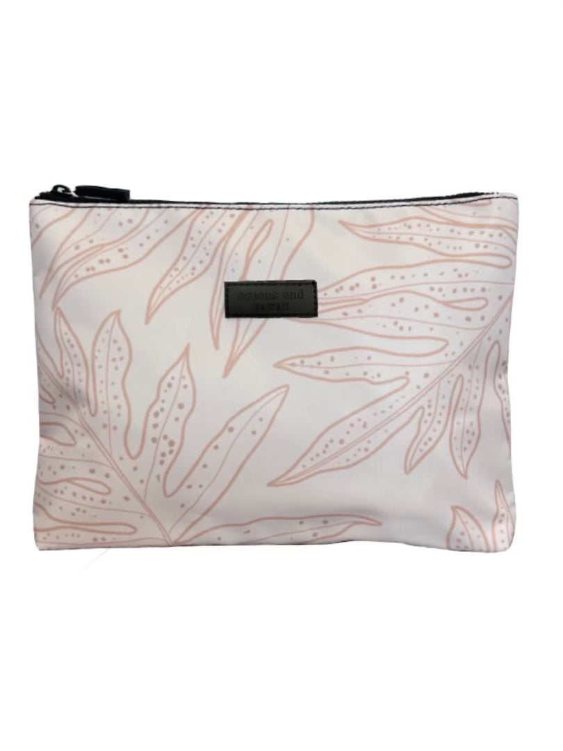 white and pink zippered pouch with black hardware - Oceans End