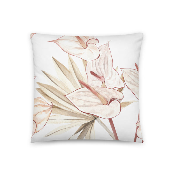 White Anthurium Pillow