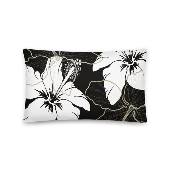 Black Hibiscus Pillow