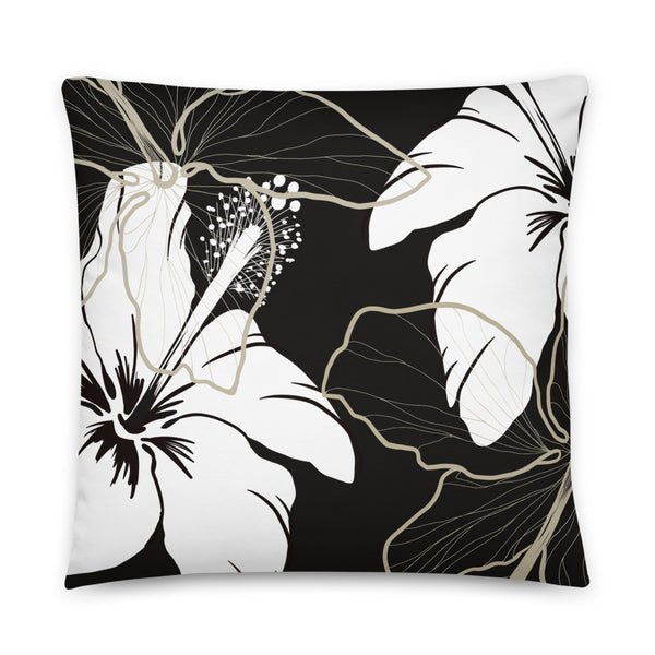 Black Hibiscus Pillow
