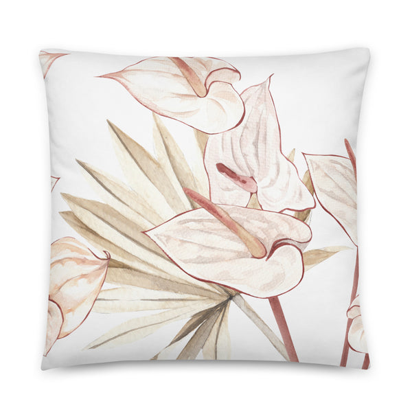 White Anthurium Pillow