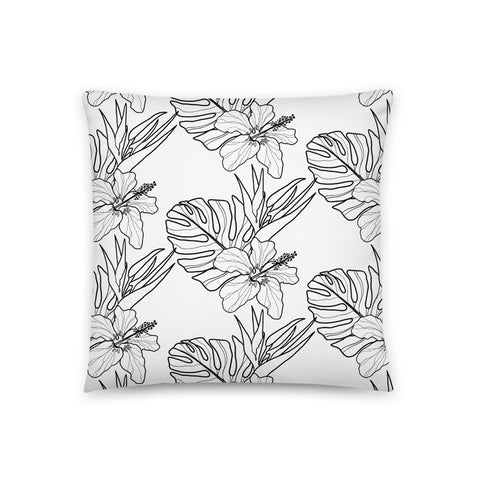 Monstera hibiscus Pillow
