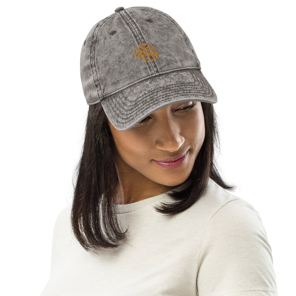 monstera leaf vintage hat
