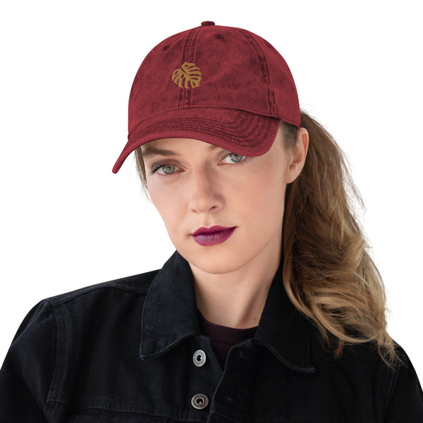 monstera leaf vintage hat