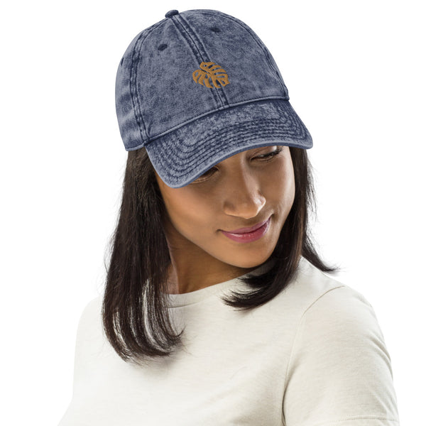 monstera leaf vintage hat